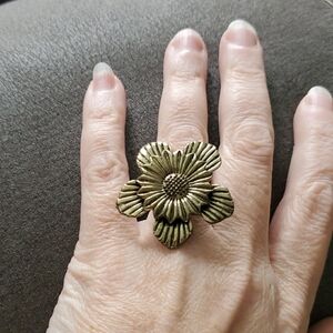 Gold Floral Statement Ring